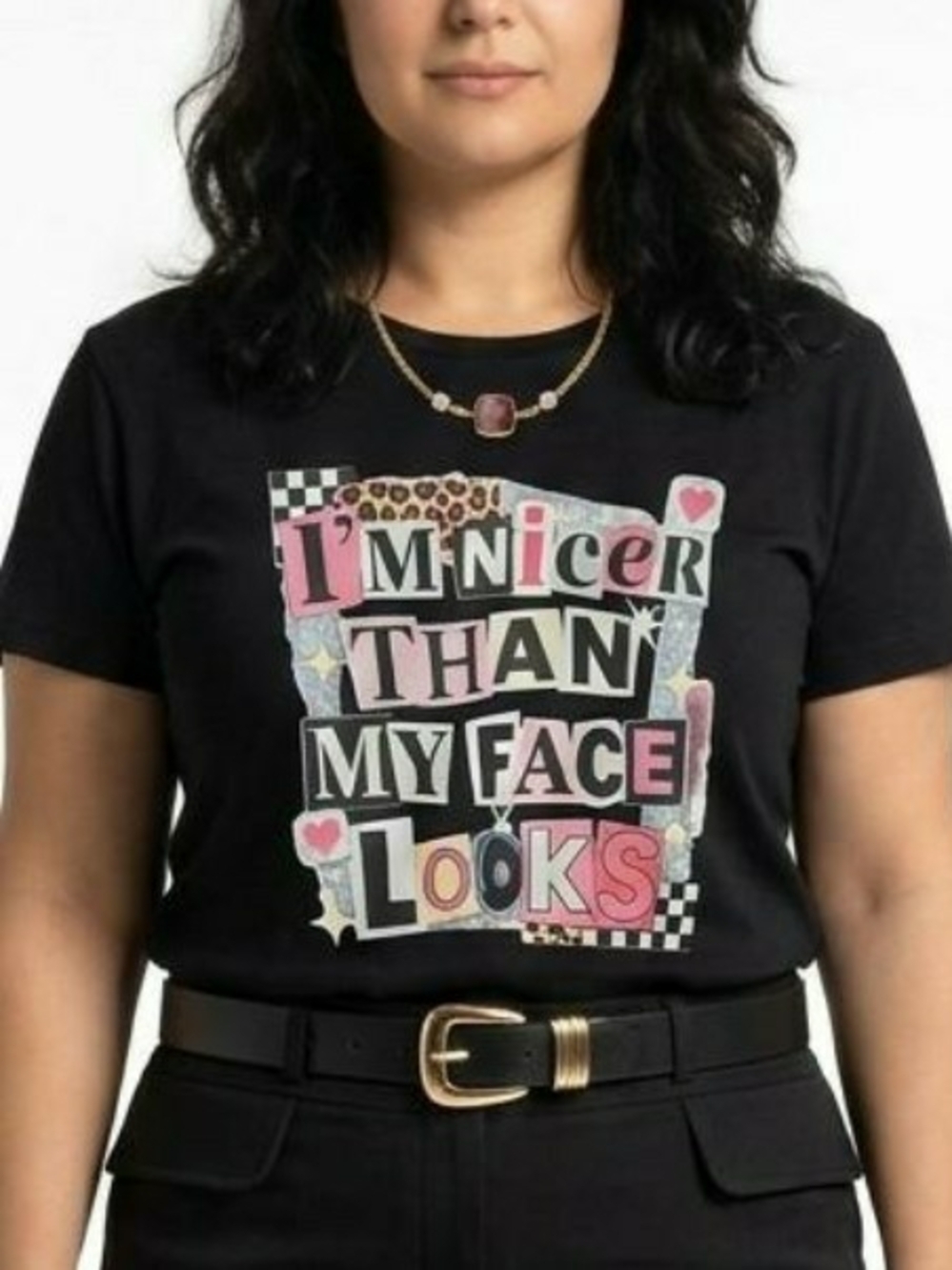 TC Black Short Sleeve Tee with Multicolor Graphic